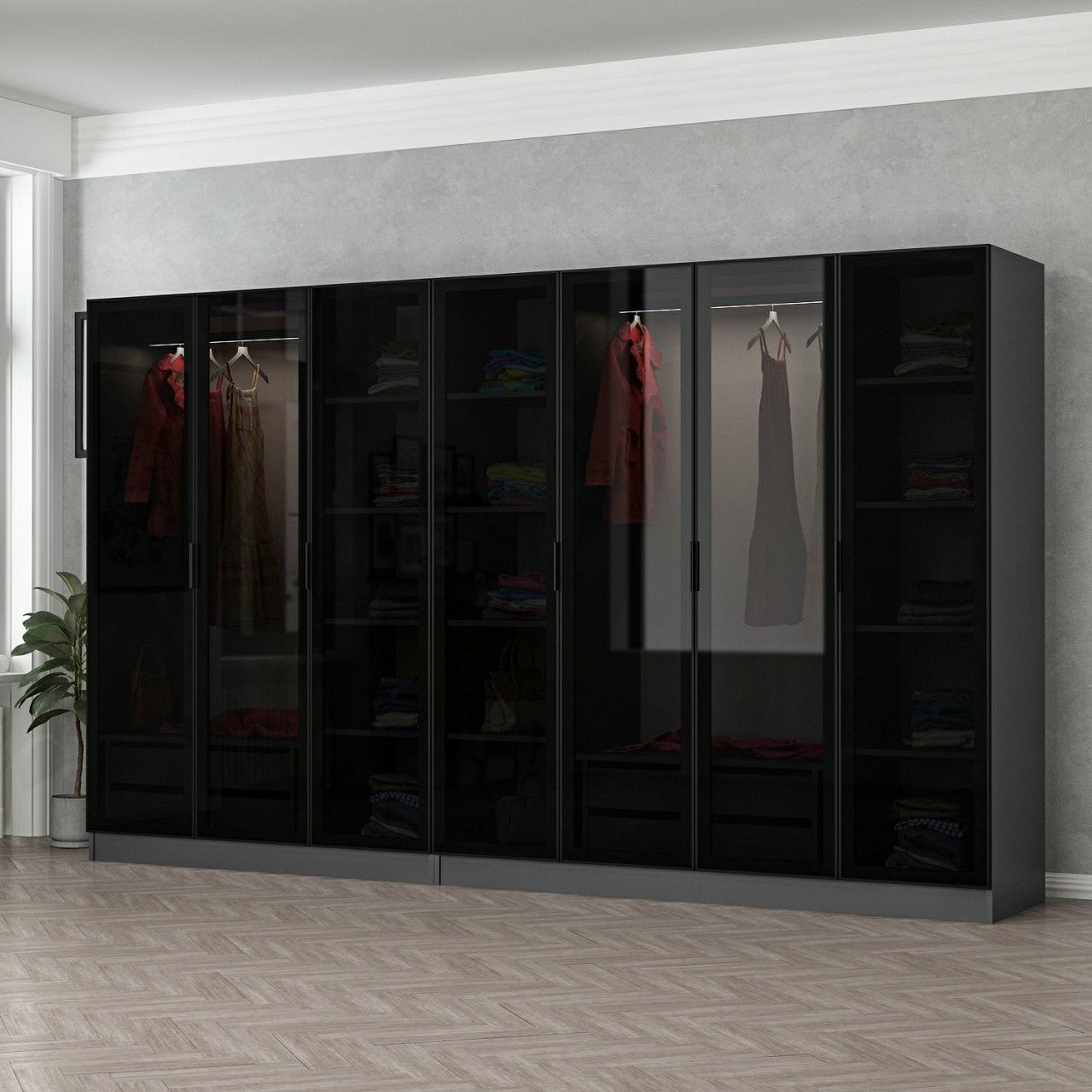Ντουλάπα 315x210x52 εκ Anthracite Black 506MNR2986