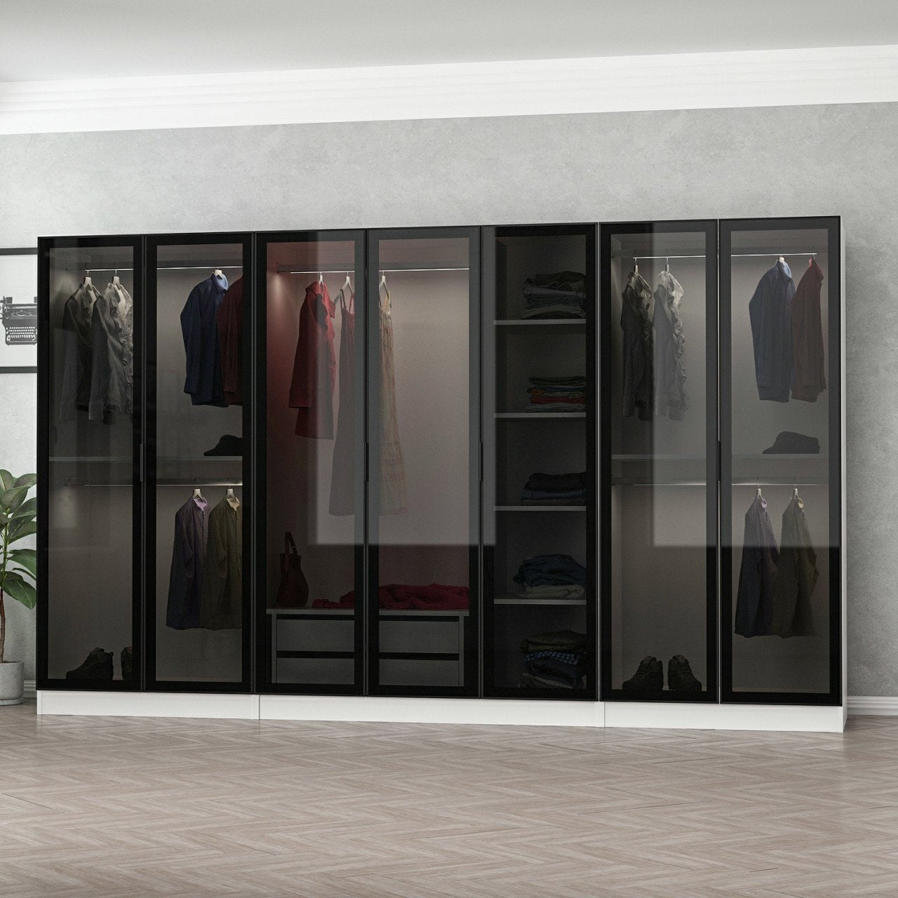 Ντουλάπα 315x190x52 εκ White Black 506MNR2987