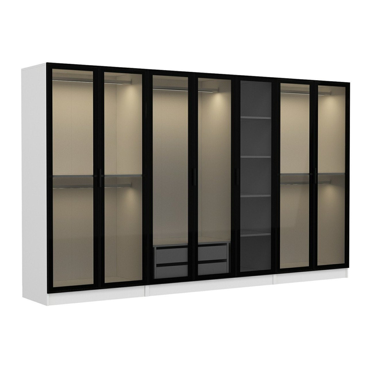 Ντουλάπα 315x190x52 εκ White Black 506MNR2987