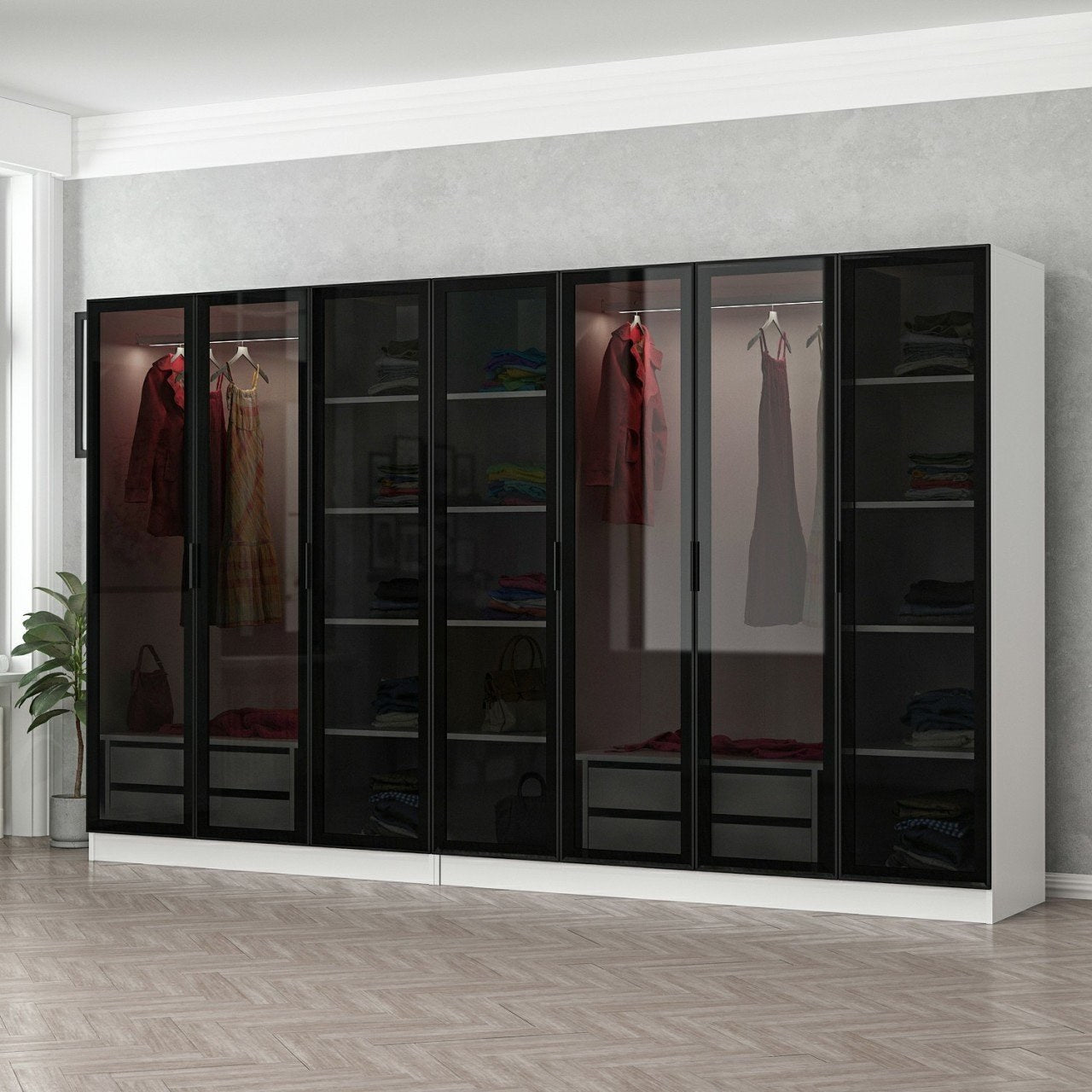 Ντουλάπα 315x190x52 εκ White Black 506MNR2989