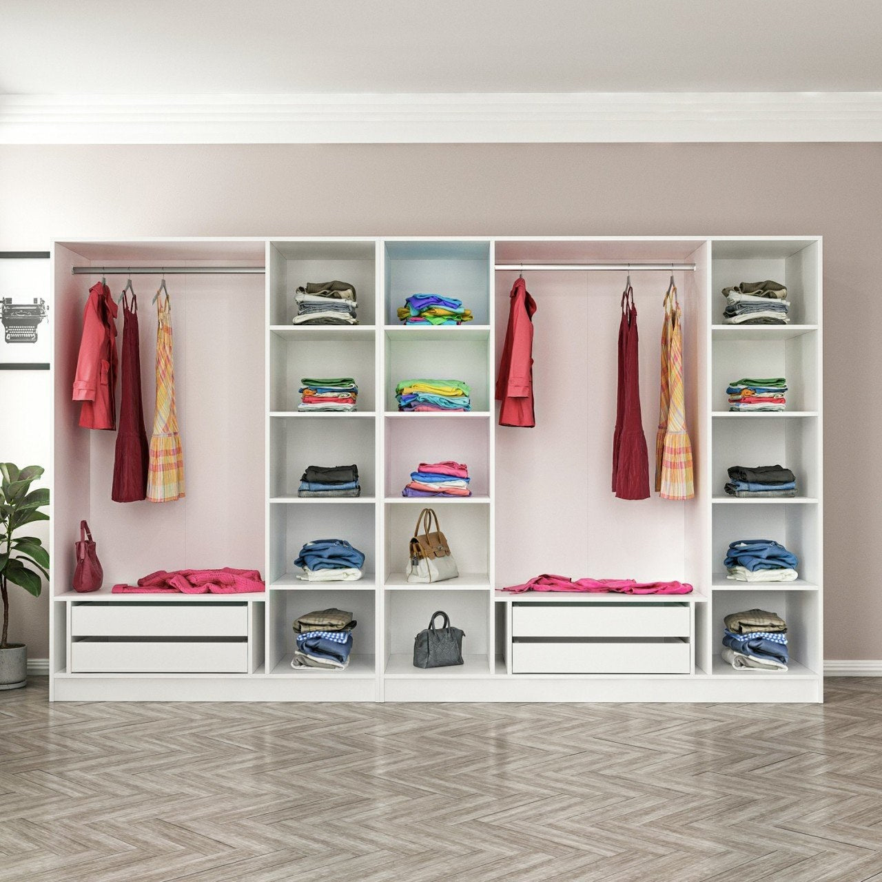 Ντουλάπα 315x210x52 εκ White Black 506MNR2990