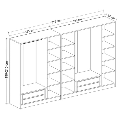 Ντουλάπα 315x190x52 εκ Dore 506MNR3108