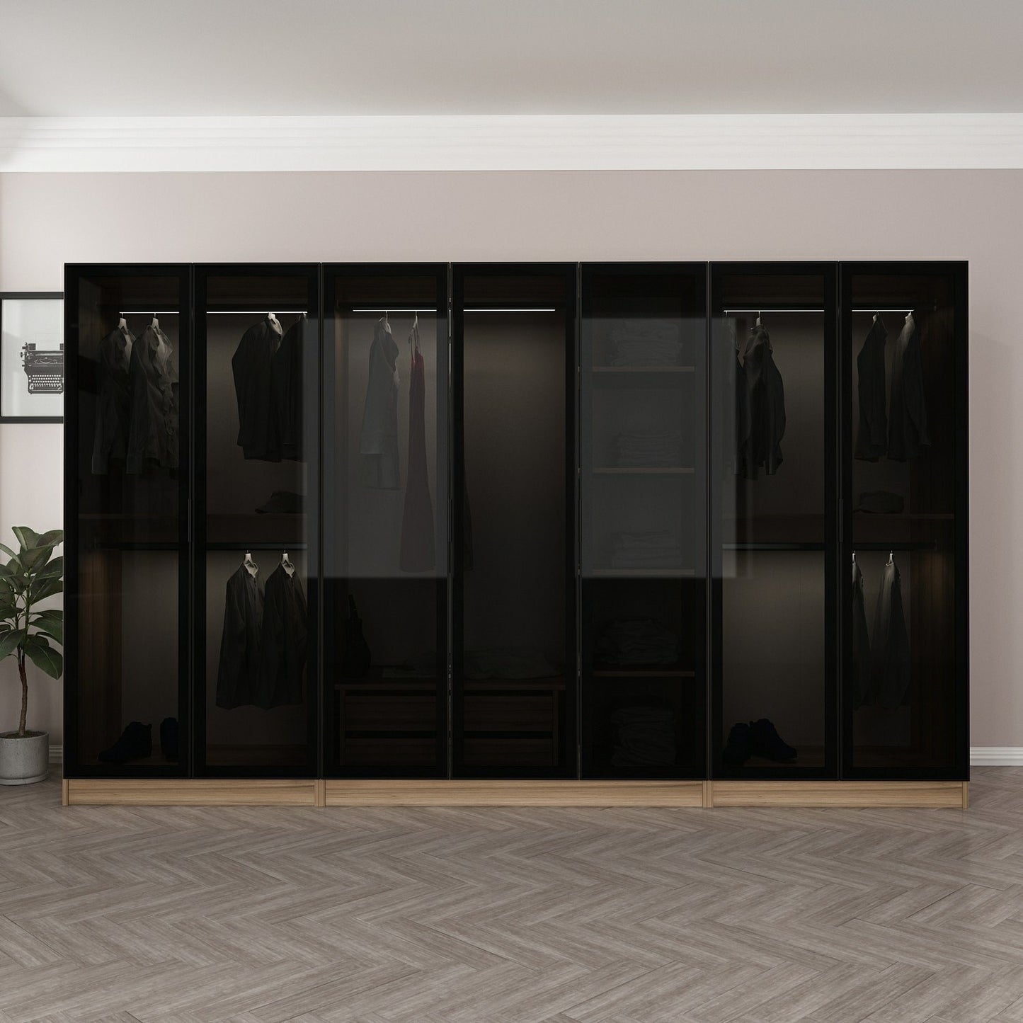 Ντουλάπα 315x210x52 εκ Golden Oak Dark Grey 506MNR3114