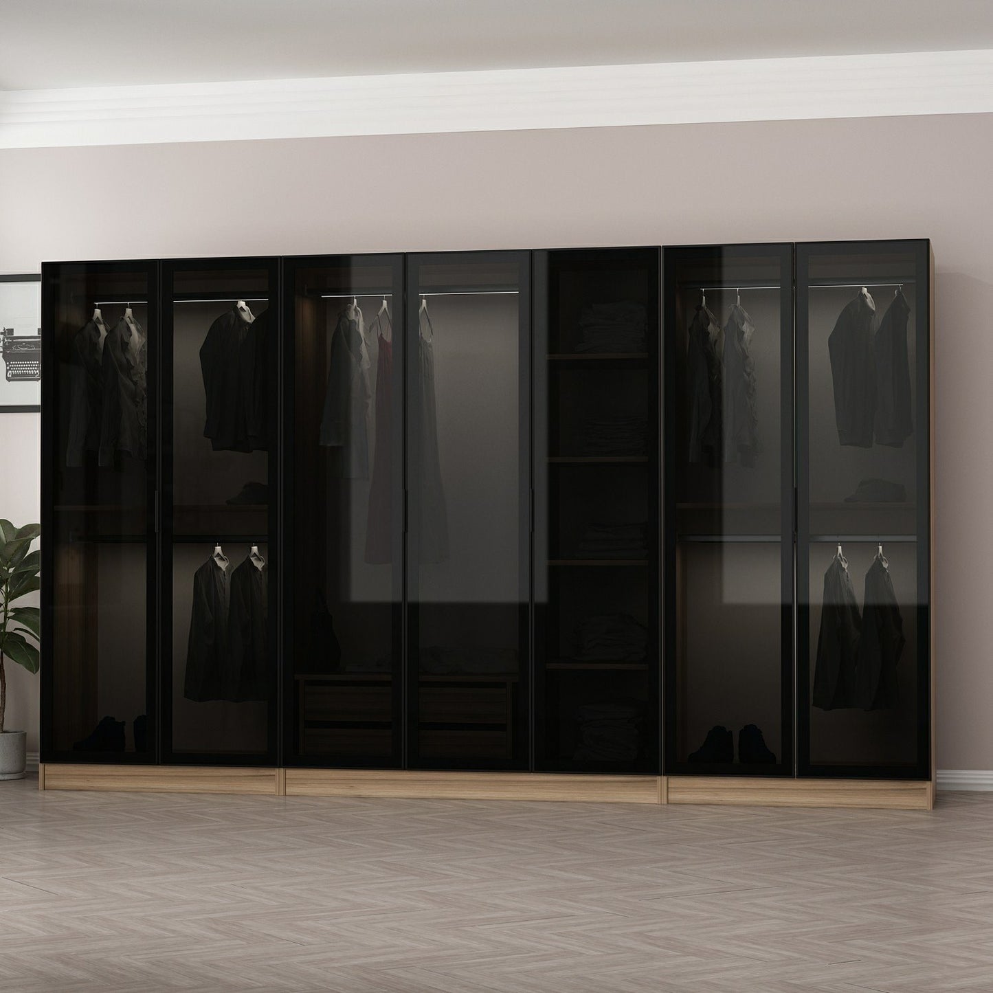 Ντουλάπα 315x210x52 εκ Golden Oak Dark Grey 506MNR3114