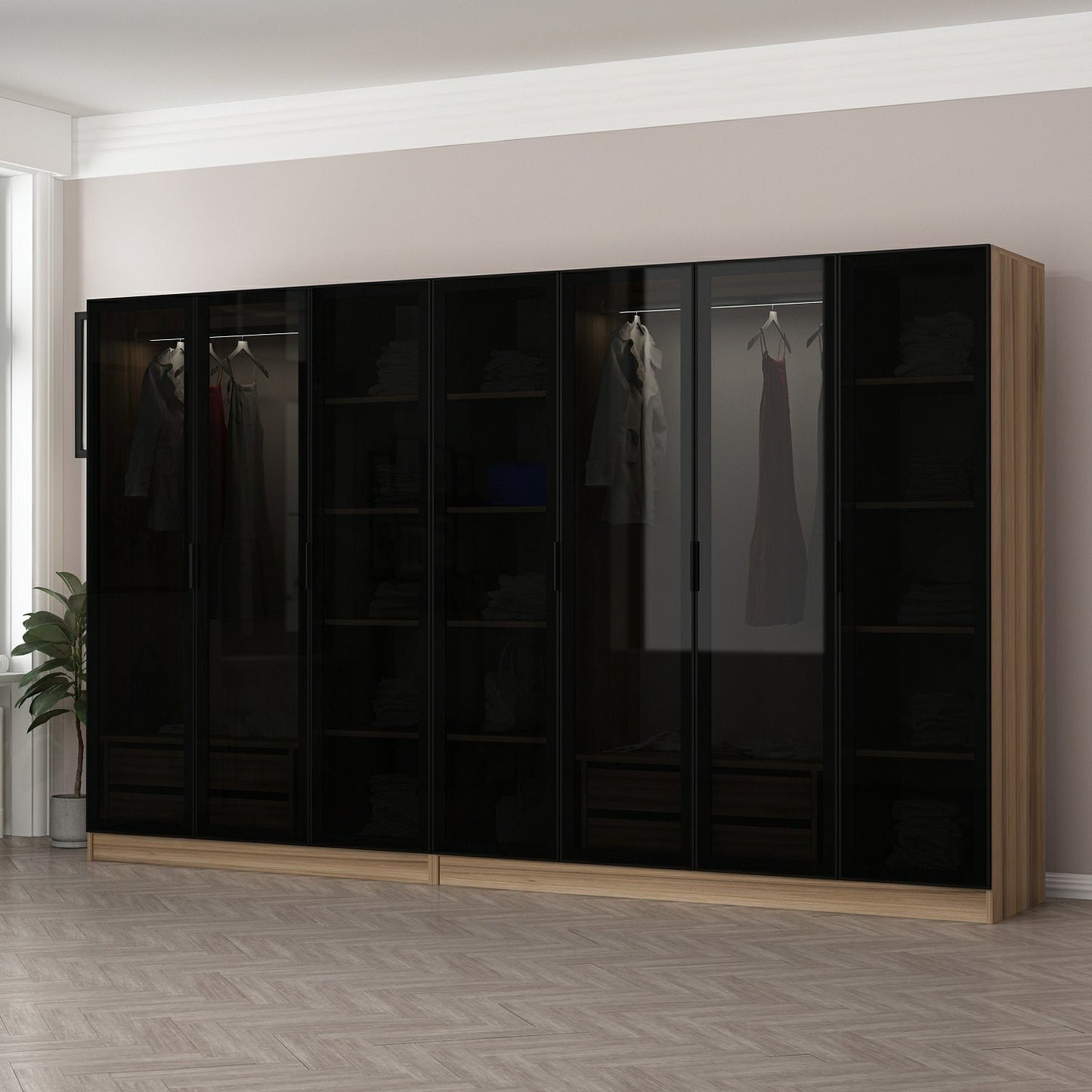 Ντουλάπα 315x210x52 εκ Golden Oak Dark Grey 506MNR3115