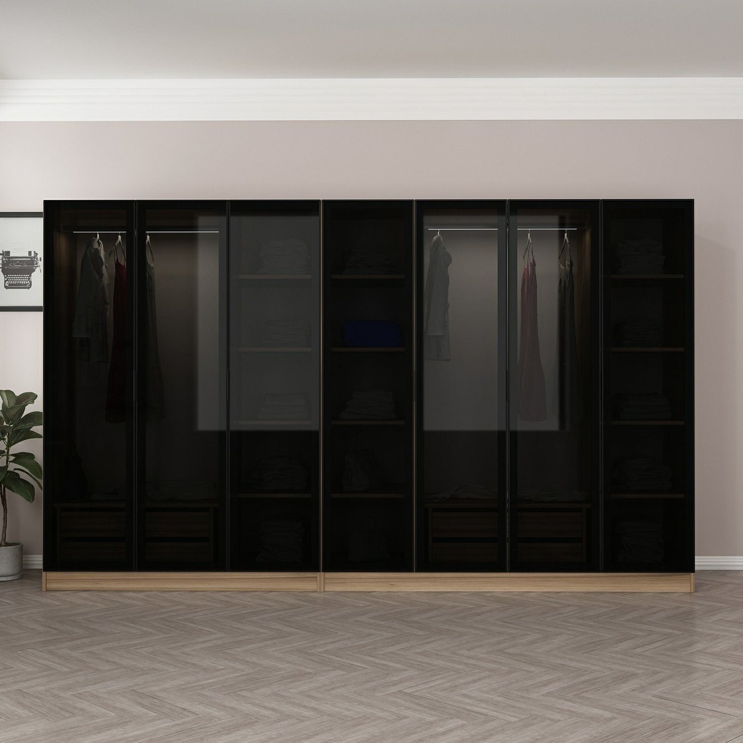 Ντουλάπα 315x210x52 εκ Golden Oak Dark Grey 506MNR3115