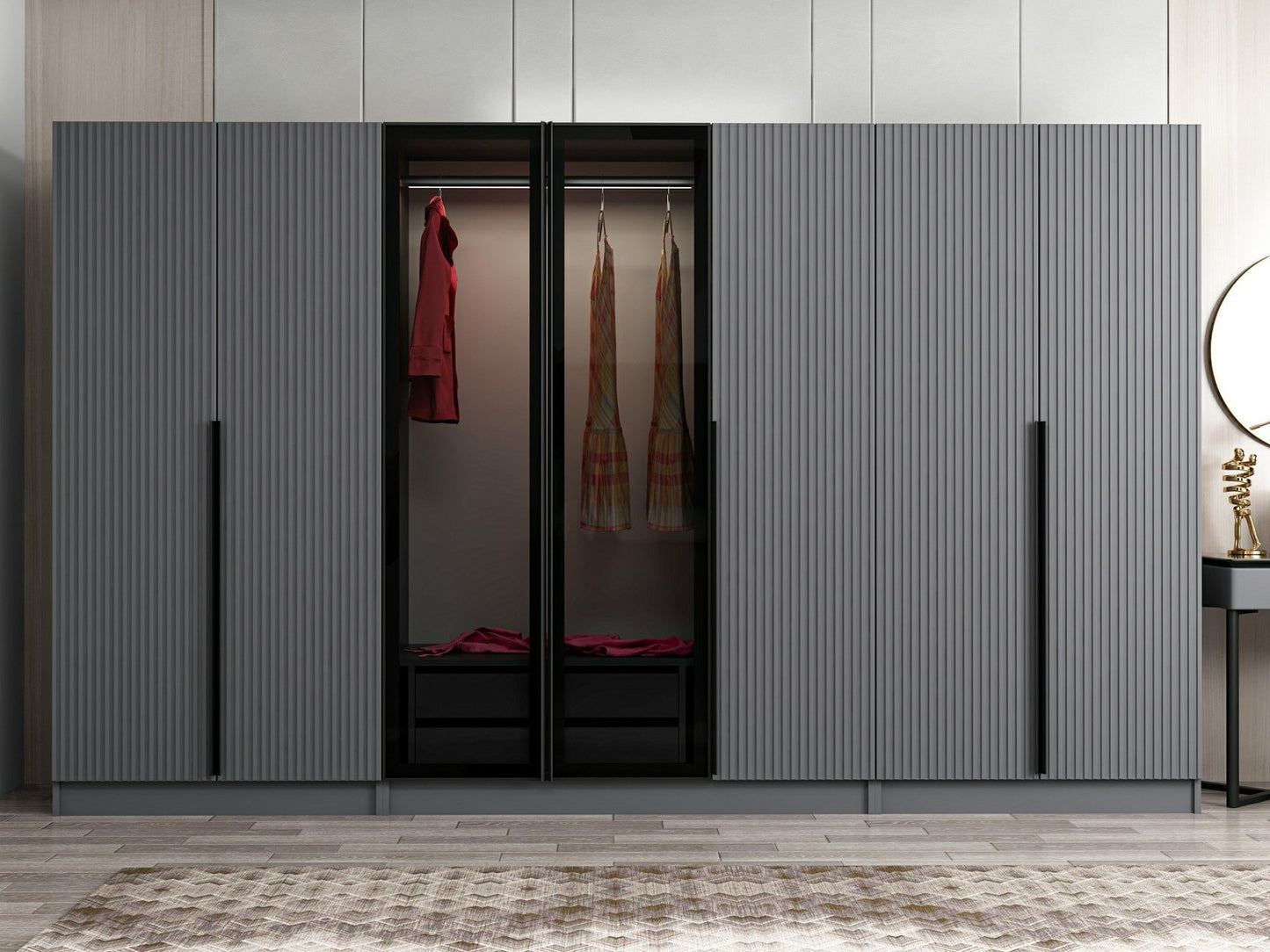 Ντουλάπα 315x210x52 εκ Anthracite Dark Grey 506MNR3122