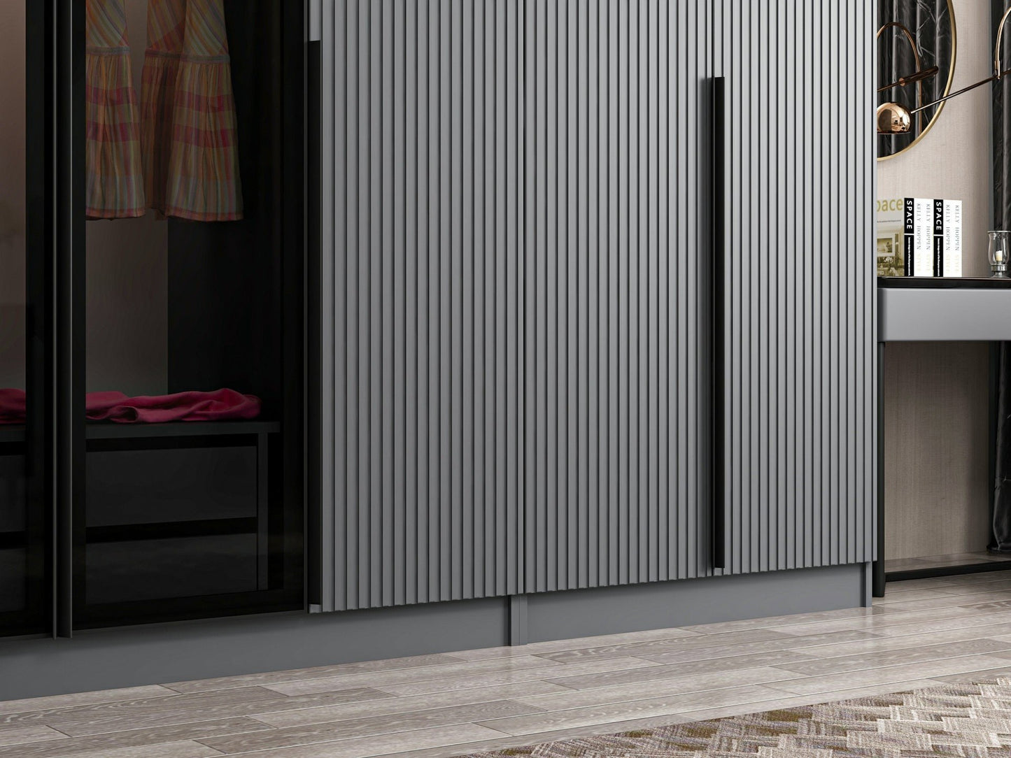 Ντουλάπα 315x210x52 εκ Anthracite Dark Grey 506MNR3122