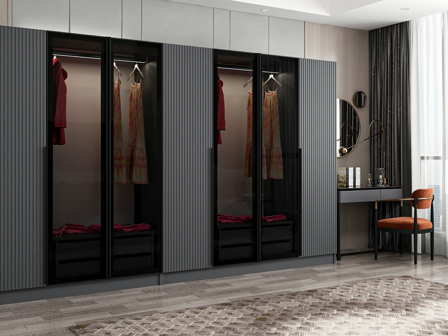 Ντουλάπα 315x210x52 εκ Anthracite Dark Grey 506MNR3123
