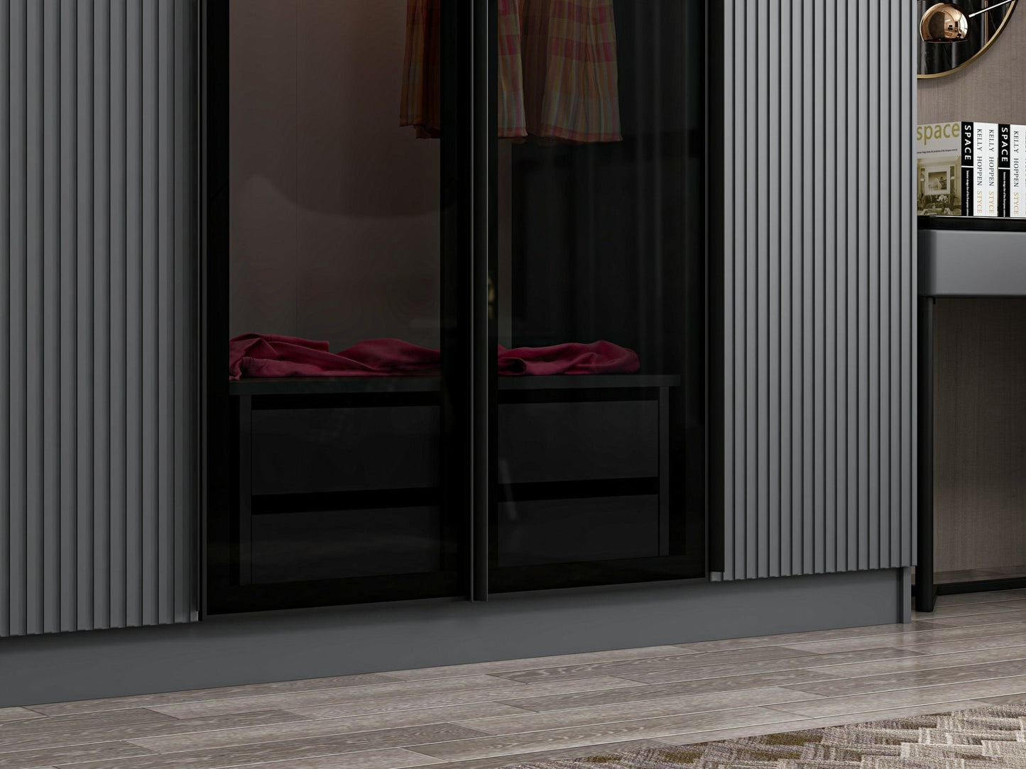 Ντουλάπα 315x210x52 εκ Anthracite Dark Grey 506MNR3123