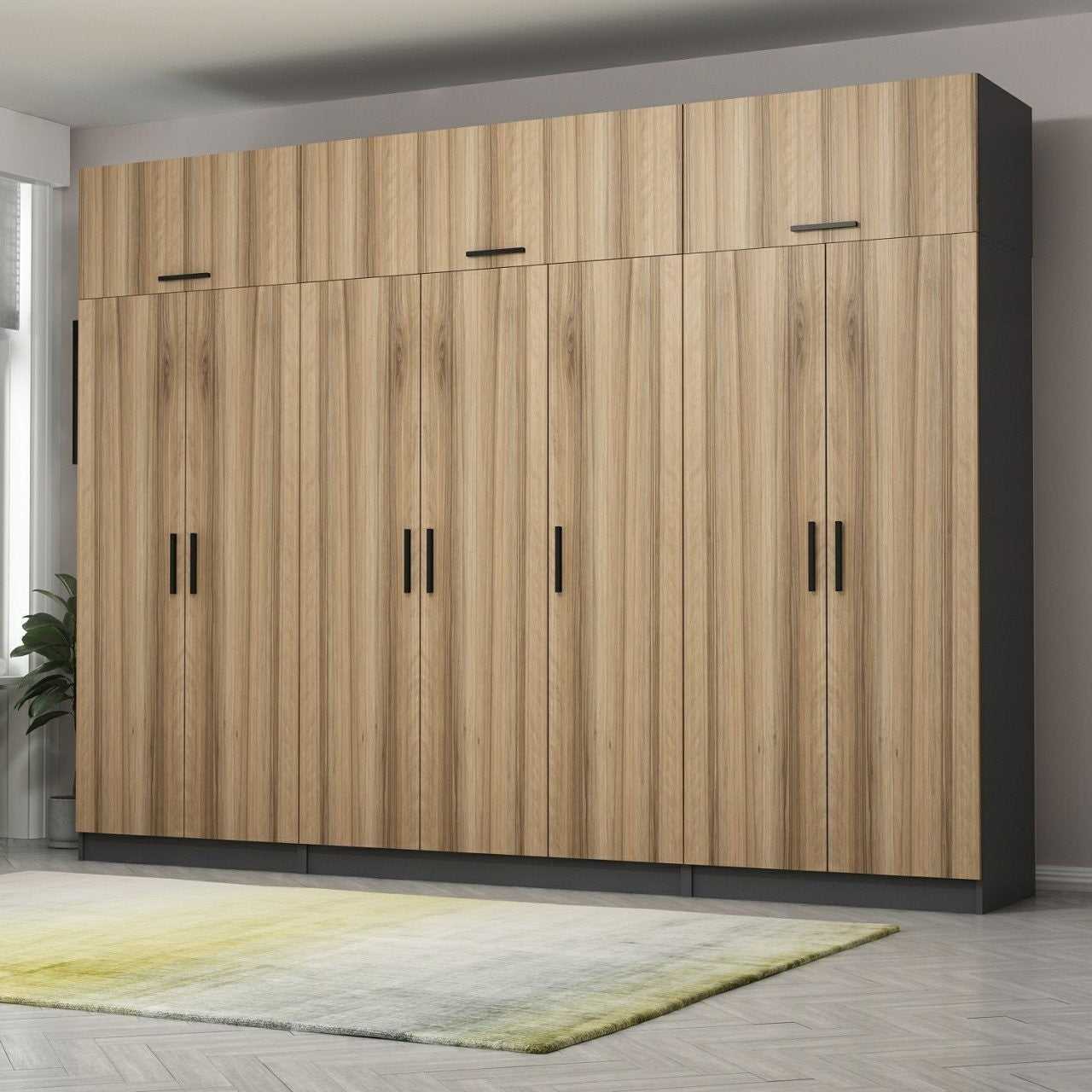 Ντουλάπα 315x235x52 εκ Walnut Anthracite 506MNR3545