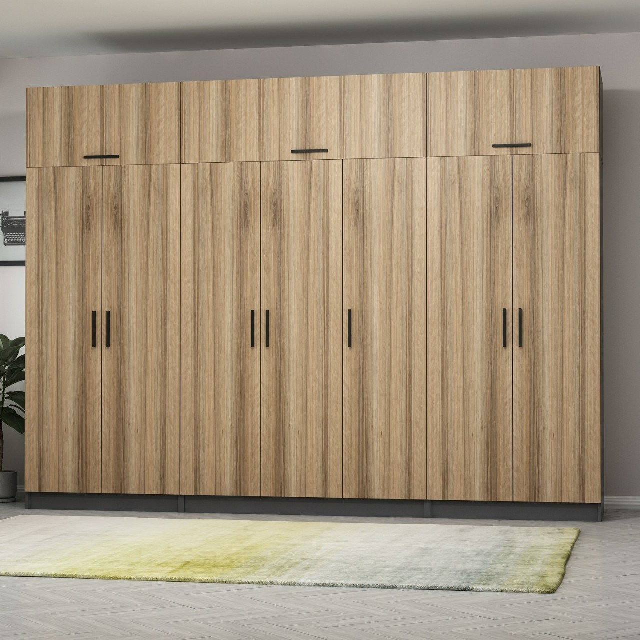 Ντουλάπα 315x235x52 εκ Walnut Anthracite 506MNR3545