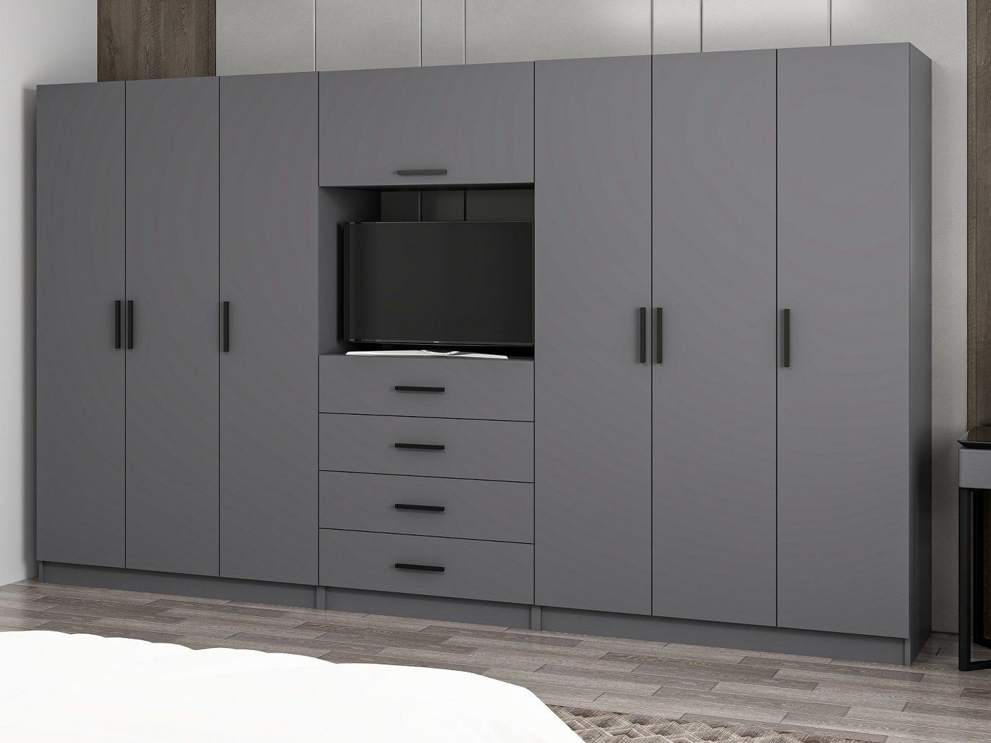 Ντουλάπα 360x210x52 εκ Ανθρακί 506MNR3591