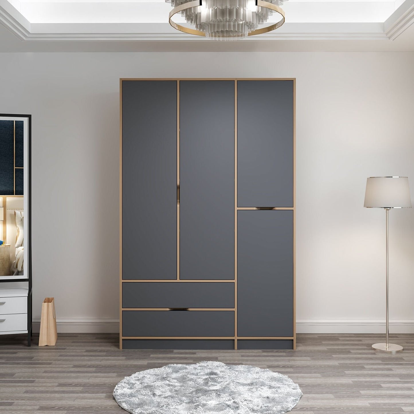 Ντουλάπα 140x208x52 εκ Anthracite Dore 506MNR3729