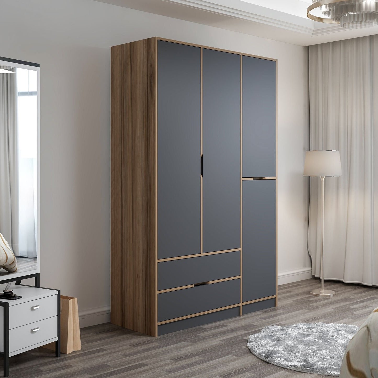 Ντουλάπα 140x208x52 εκ Anthracite Dore 506MNR3729