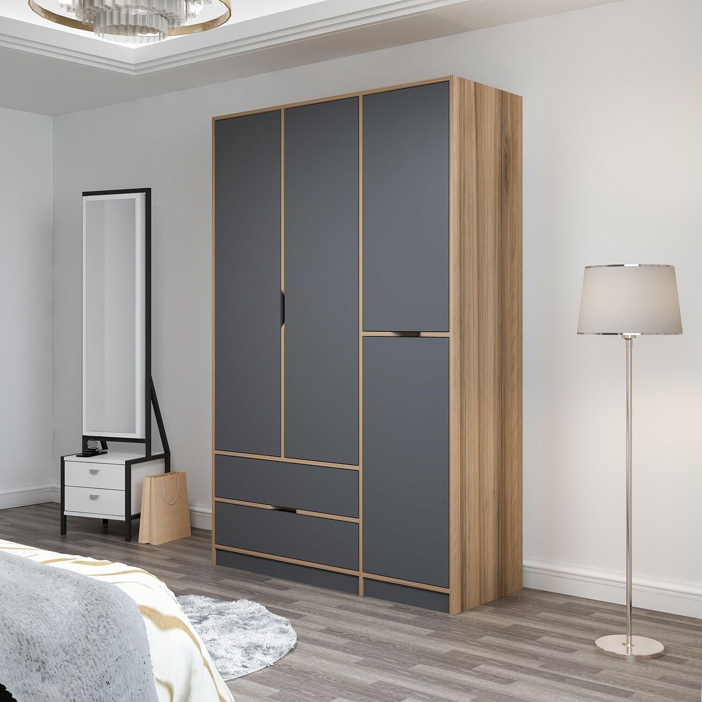 Ντουλάπα 140x208x52 εκ Anthracite Dore 506MNR3729