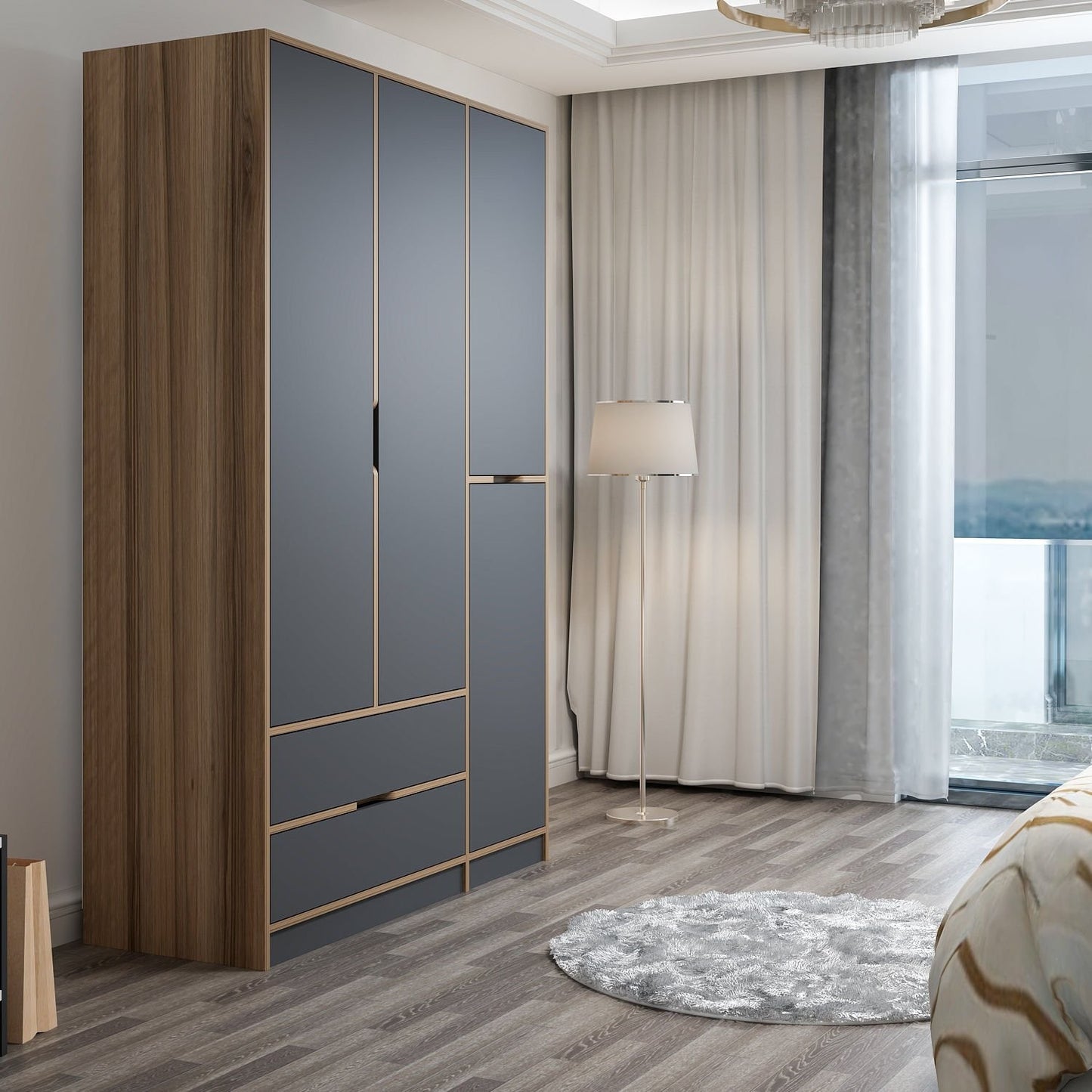 Ντουλάπα 140x208x52 εκ Anthracite Dore 506MNR3729