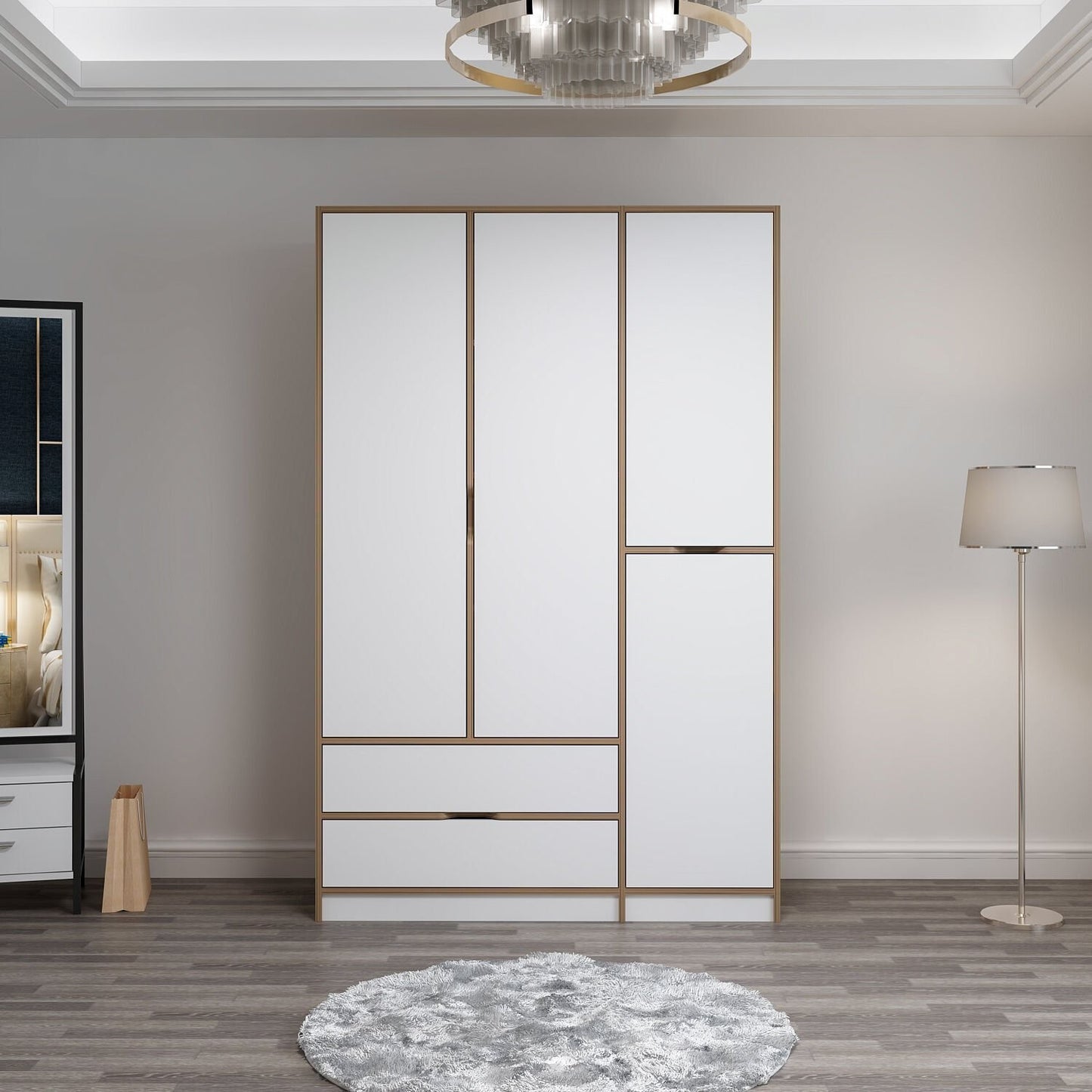 Ντουλάπα 140x208x52 εκ White Dore 506MNR3730