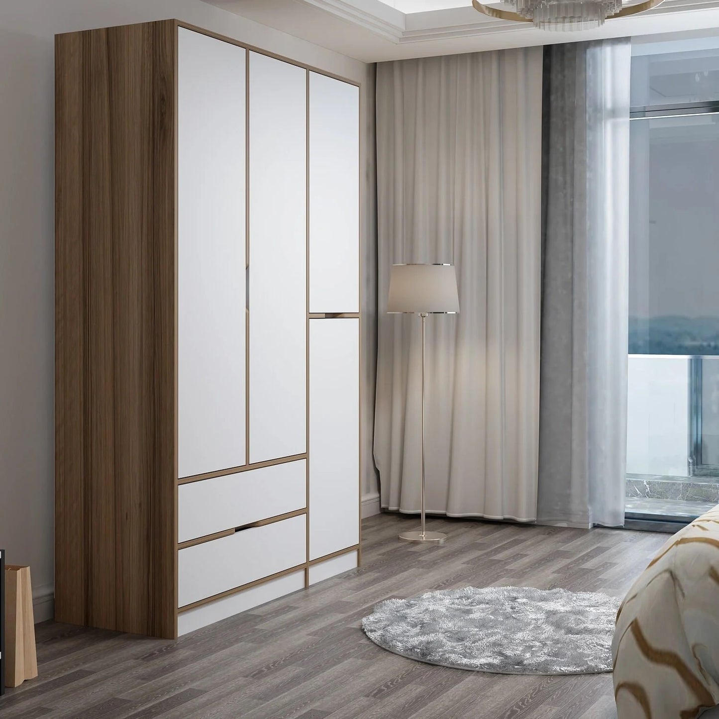 Ντουλάπα 140x208x52 εκ White Dore 506MNR3730