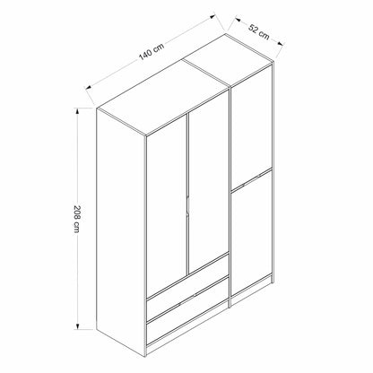 Ντουλάπα 140x208x52 εκ White Dore 506MNR3730