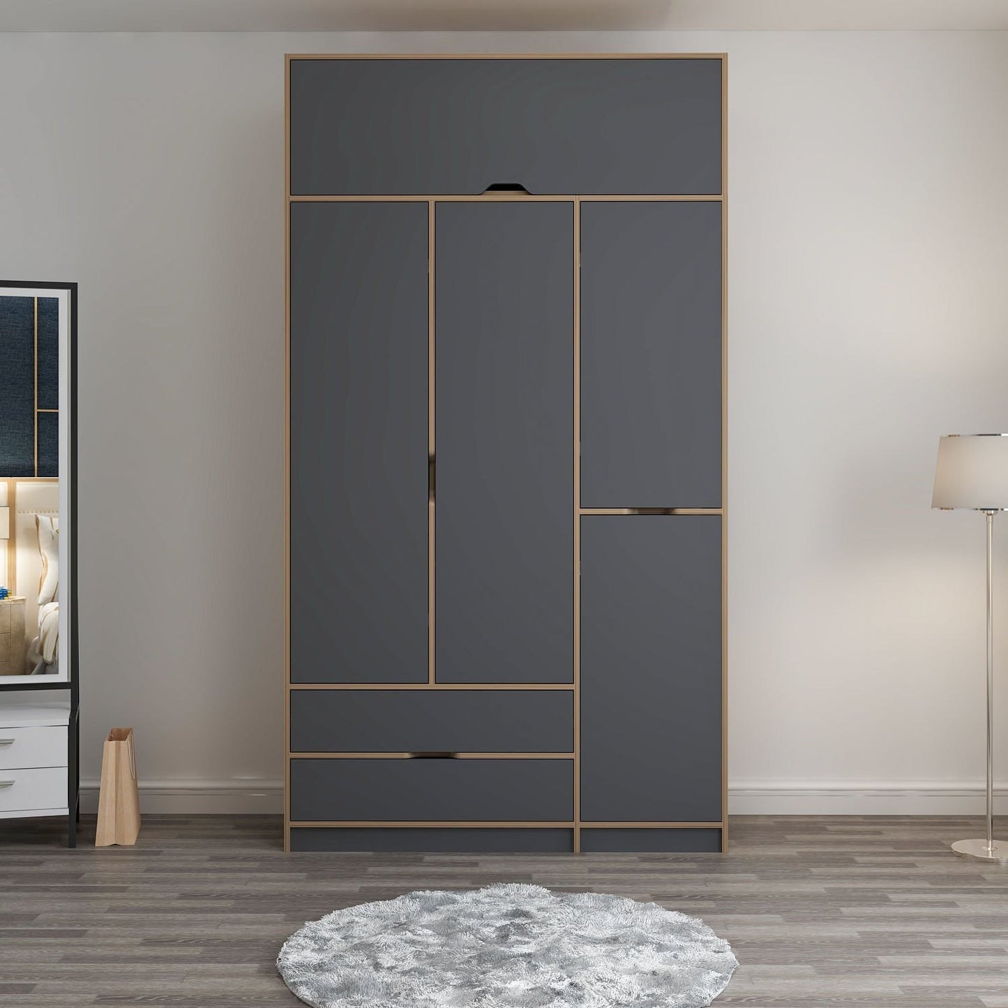 Ντουλάπα 140x253x52 εκ Anthracite Dore 506MNR3735