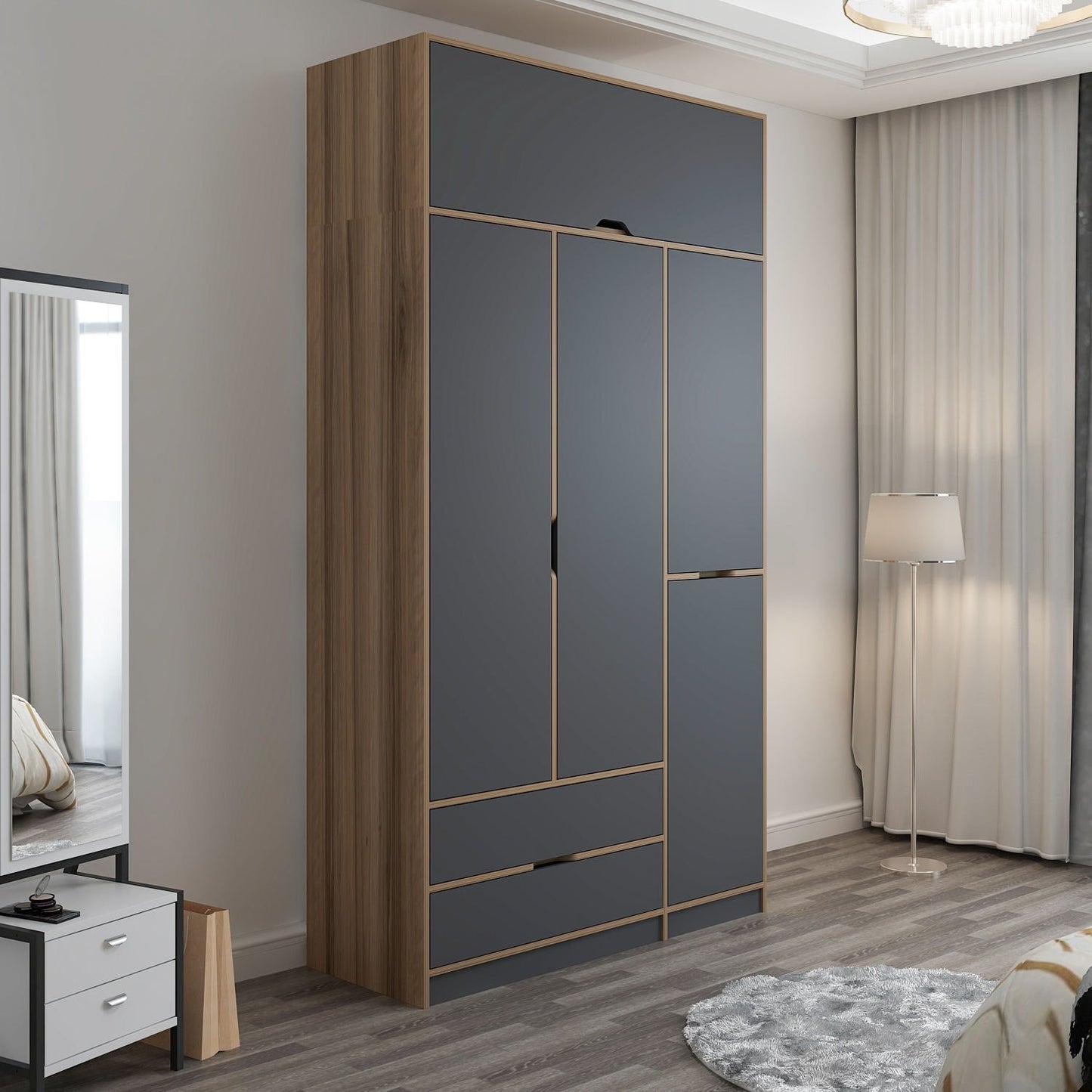 Ντουλάπα 140x253x52 εκ Anthracite Dore 506MNR3735