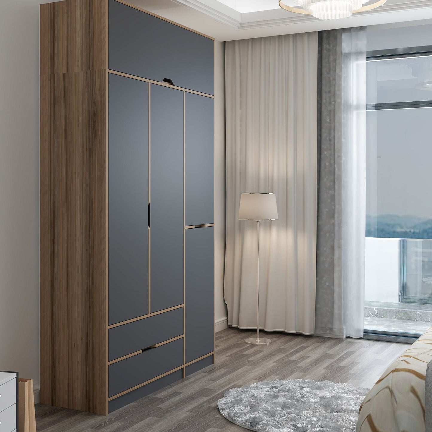 Ντουλάπα 140x253x52 εκ Anthracite Dore 506MNR3735