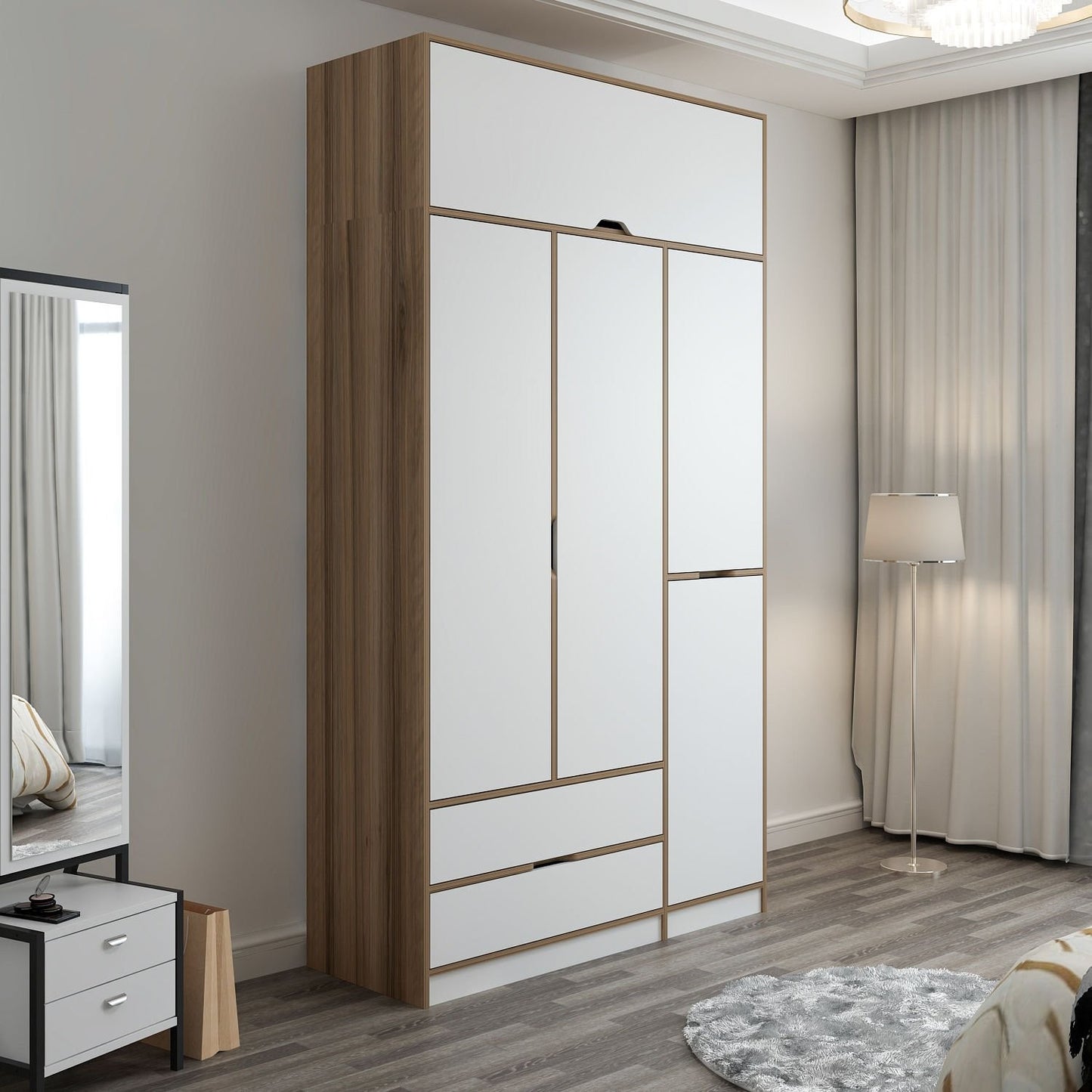 Ντουλάπα 140x253x52 εκ White Dore 506MNR3736