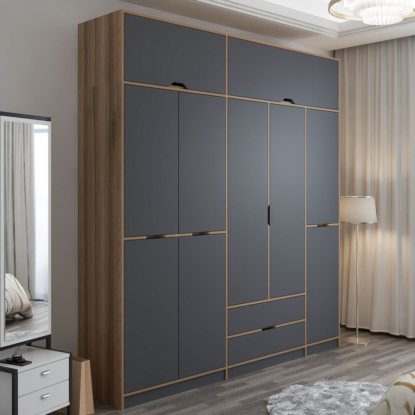 Ντουλάπα 232x253x52 εκ Anthracite Dore 506MNR3739