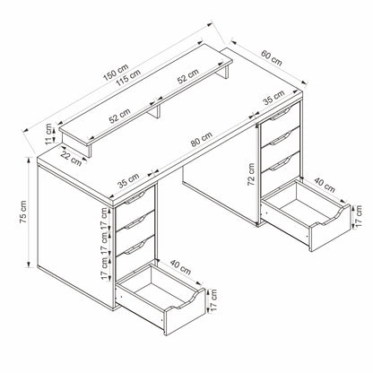 Γραφείο Υπολογιστή και Μελέτης Λευκό 150x75x60 εκ 506MNR3866