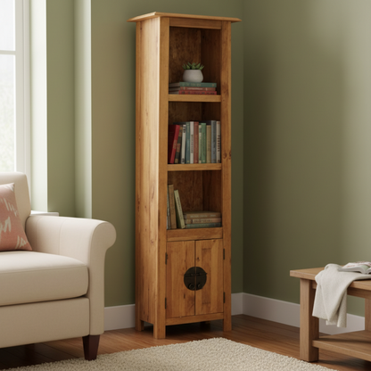 Ψηλό Ντουλάπι Βιβλιοθήκη Καθιστικού Ψηλό Ράφι Μασίφ Ξύλο Έπιπλο  1246036