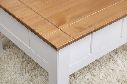 Τραπεζάκι Σαλονιού Μασίφ Ξύλο Πεύκο Λευκό με Συρτάρι Ρουστίκ 100x60x45 εκ 1282684