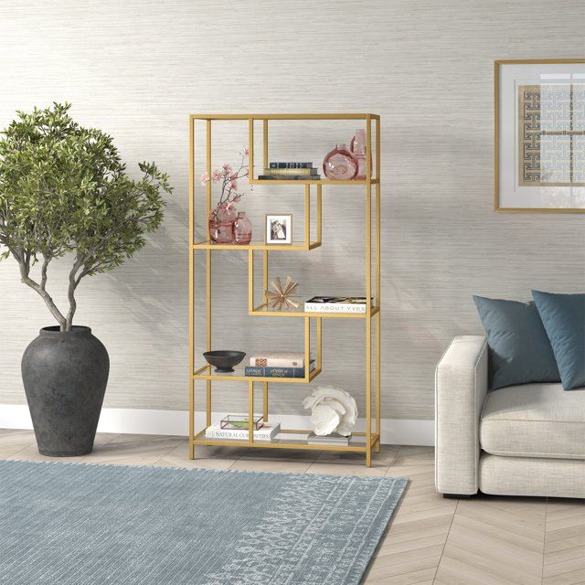 Βιβλιοθήκη 90 × 30 × 172 εκ. Χρυσό Tranparent GR540MDR1306