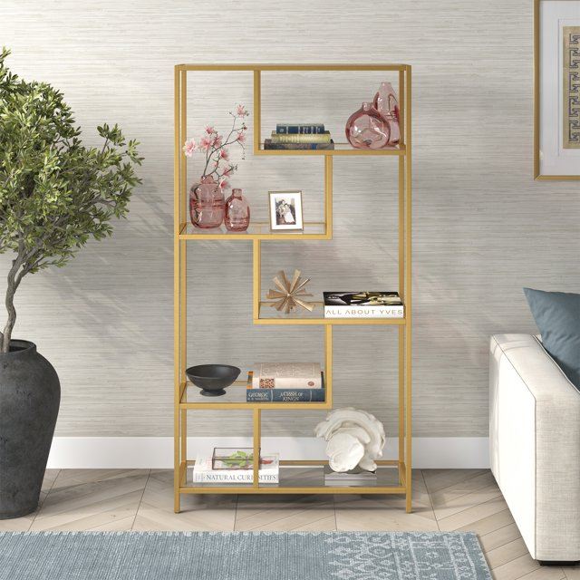 Βιβλιοθήκη 90 × 30 × 172 εκ. Χρυσό Tranparent GR540MDR1306