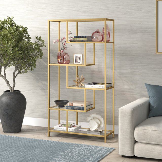 Βιβλιοθήκη 90 × 30 × 172 εκ. Χρυσό Tranparent GR540MDR1306