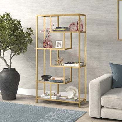 Βιβλιοθήκη 90 × 30 × 172 εκ. Χρυσό Tranparent GR540MDR1306