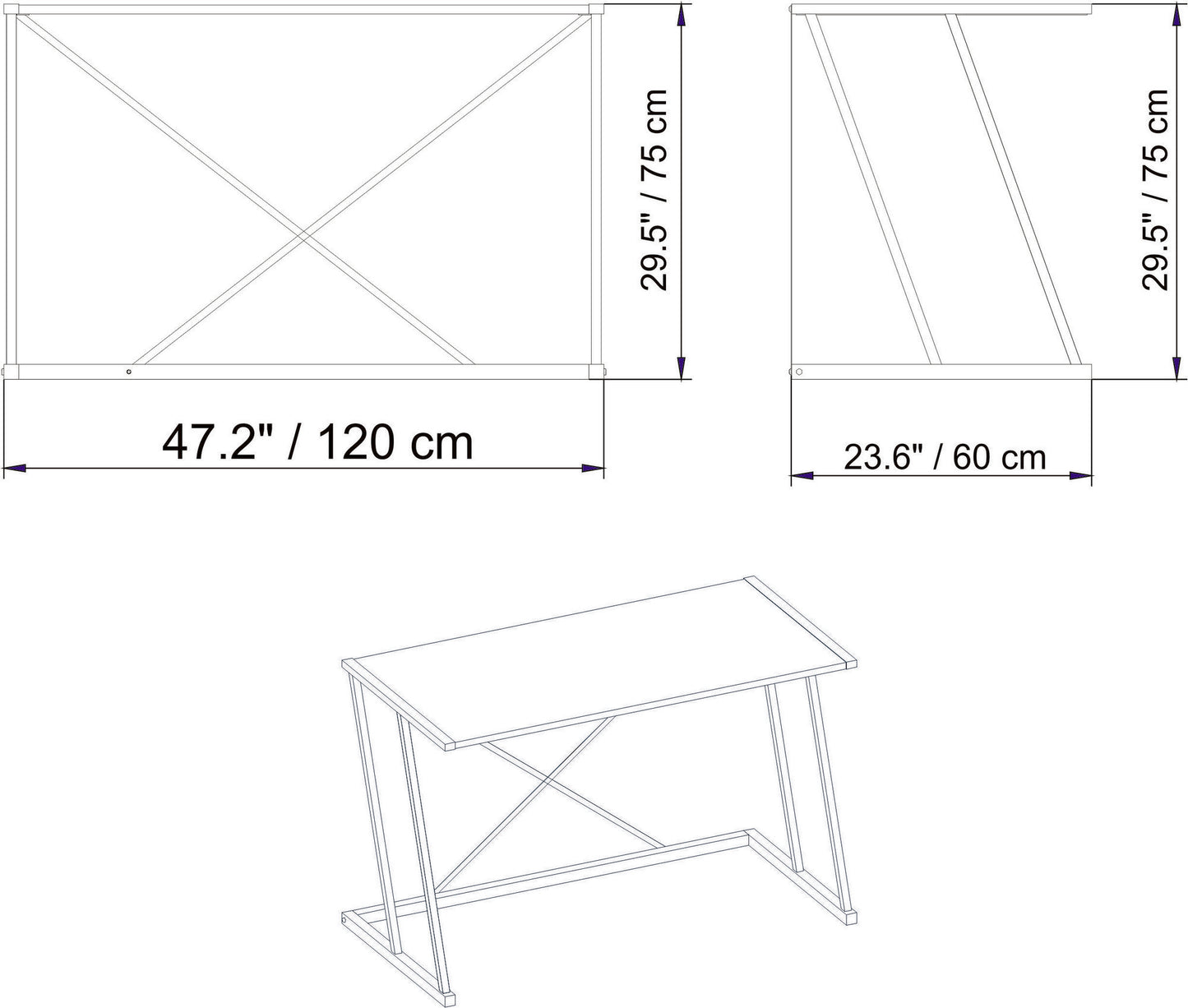 Γραφείο Υπολογιστή και Μελέτης 120x75x60 εκ. Λευκό Χρυσό | 541HDL1105