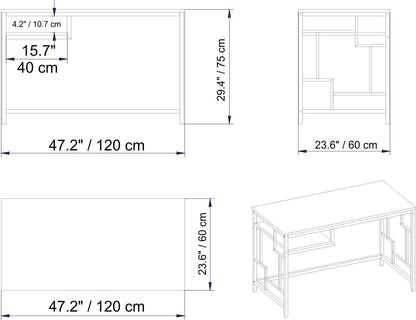 Γραφείο Υπολογιστή και Μελέτης 120x75x60 εκ. Λευκό | 541HDL1118