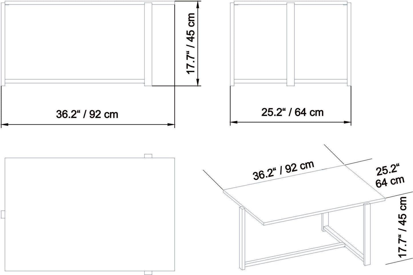 Τραπεζάκι Σαλονιού Χρυσό - Λευκό 92 x 64 x 45 εκ GR541HDL1204