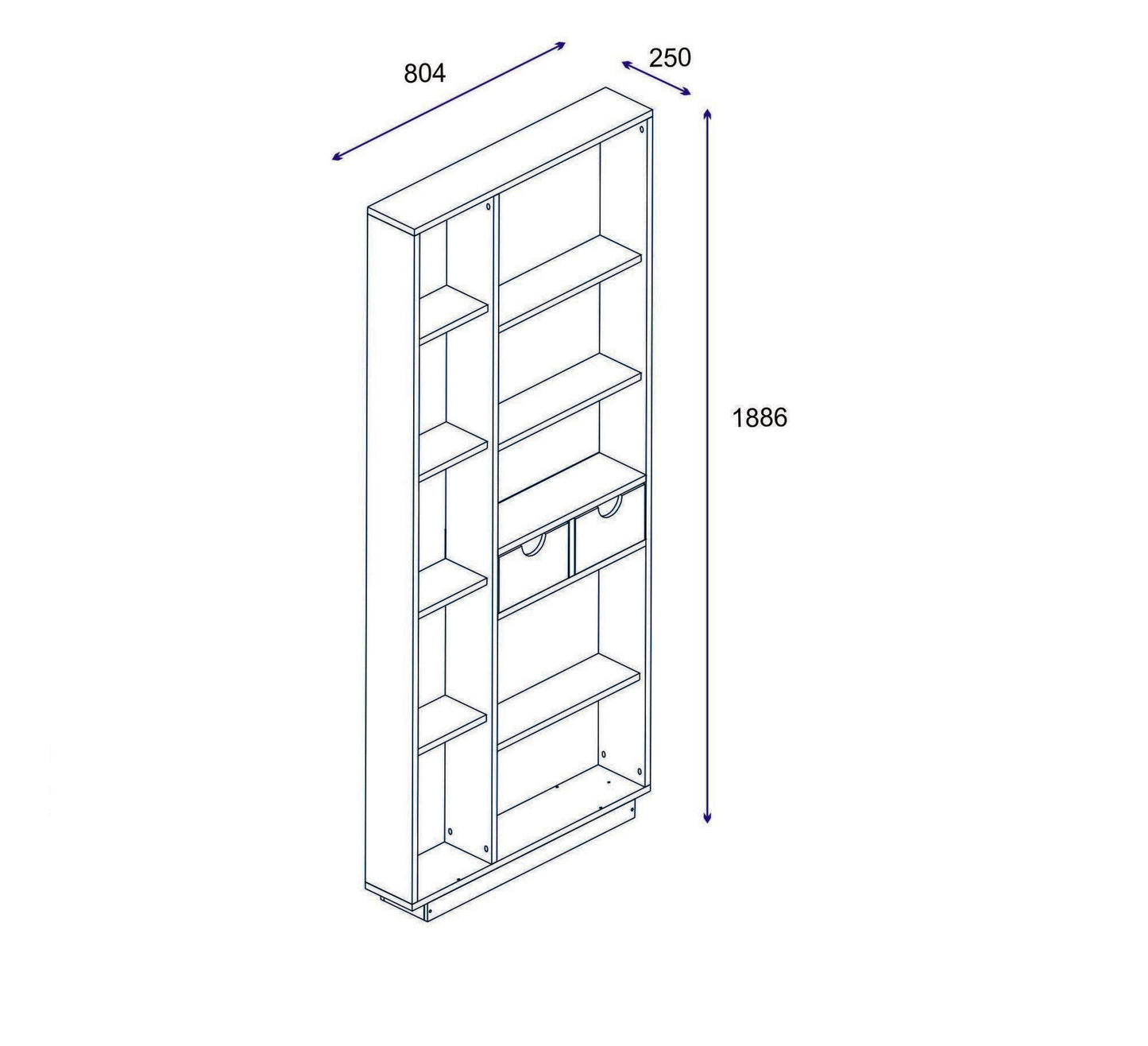 Βιβλιοθήκη 80,4 × 25 × 188,6 εκ. Λευκό Καρυδί GR550ARN1602