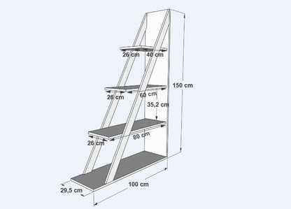 Βιβλιοθήκη 100 × 29,5 × 150 εκ. Ανθρακί GR550ARN1631