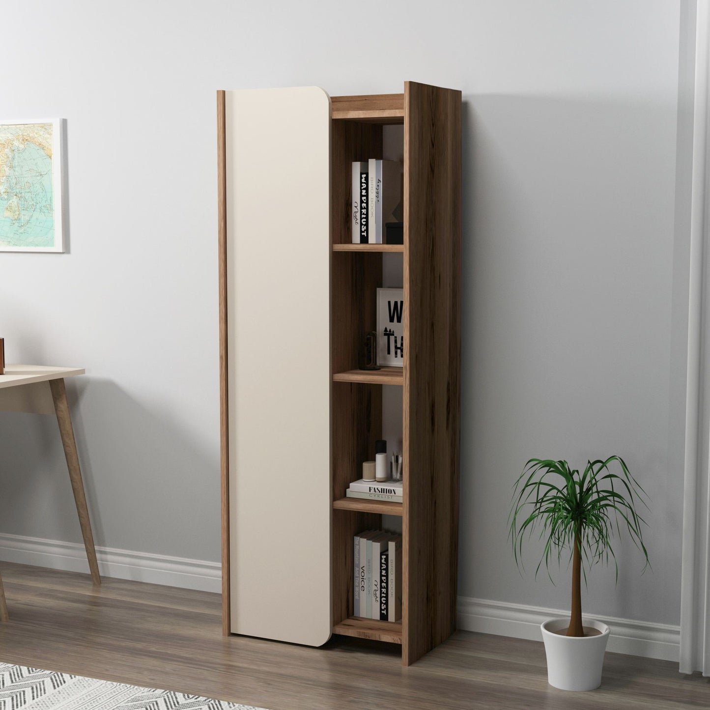 Βιβλιοθήκη 60 × 35 × 160 εκ. Καρυδί Μπεζ GR550ARN1693