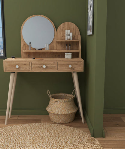 Τραπέζι Μπουντουάρ Μακιγιάζ Μεικαπ Τουαλέτας Κρεβατοκάμαρας με Καθρέφτη Boho 550ARN2771