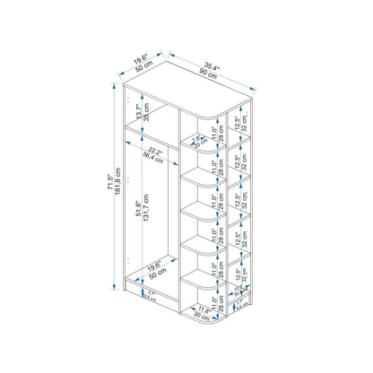 Ντουλάπα Έπιπλο Εισόδου σε 2 Χρωματισμούς Γωνιακό Ντουλάπι Κρεμάστρα Ραφιέρα Βιβλιοθήκη Κρεβατοκάμαρας Ανοιχτή Ντουλάπα 550ARN3158