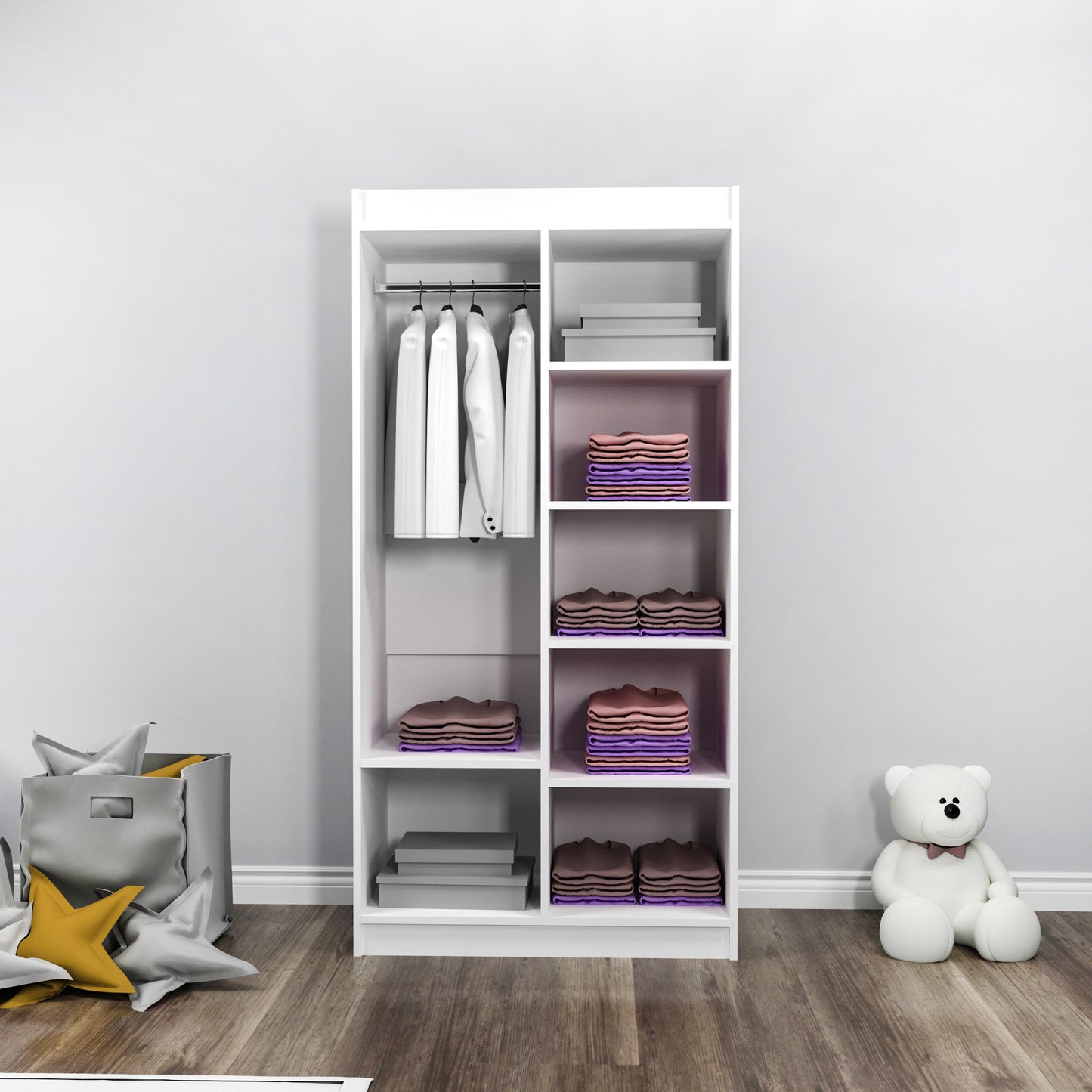 Ντουλάπα 90x180x45 εκ Λευκό 550ARN3161