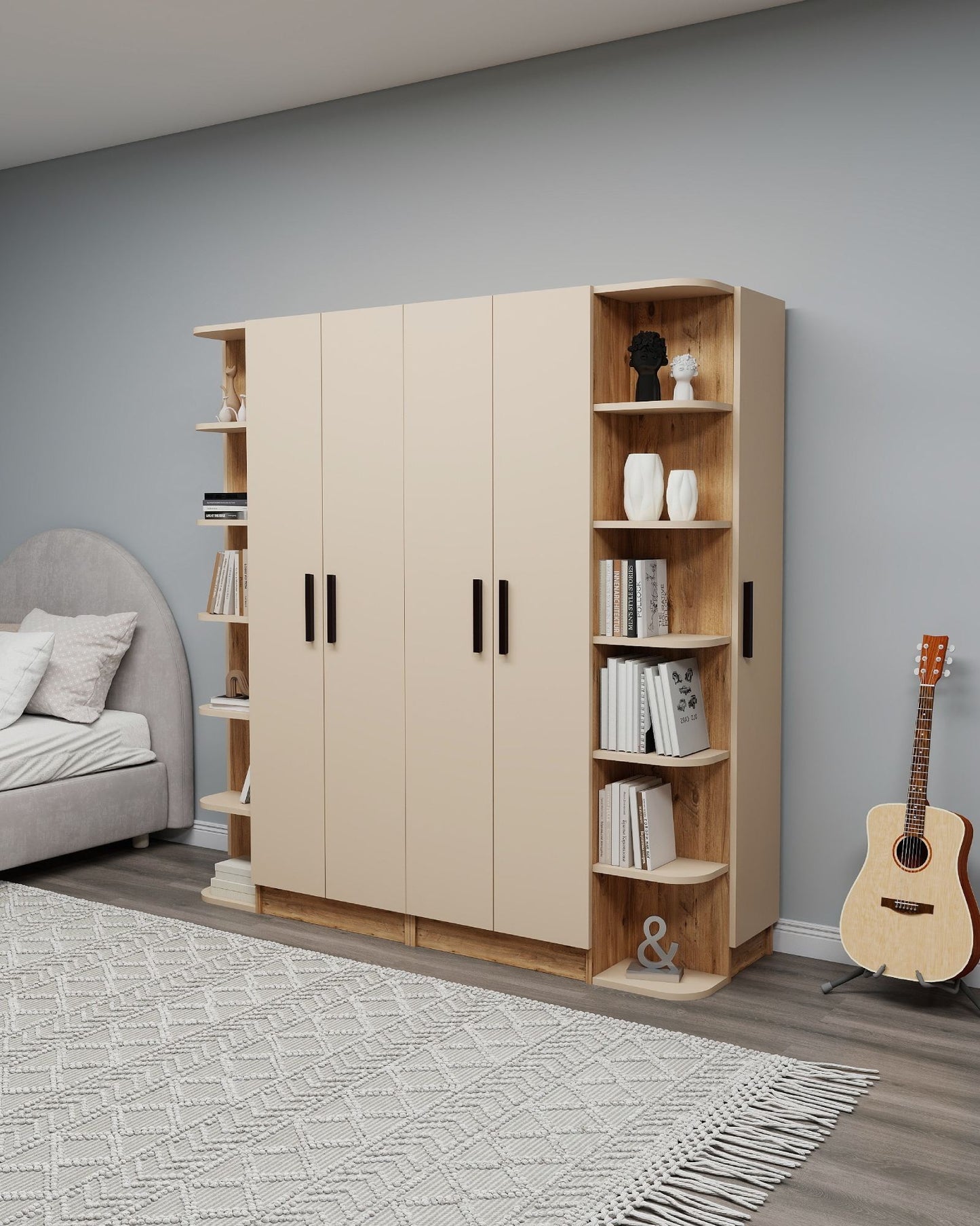 Ντουλάπα 180x181.8x50 εκ Atlantic Pine Beige 550ARN3163