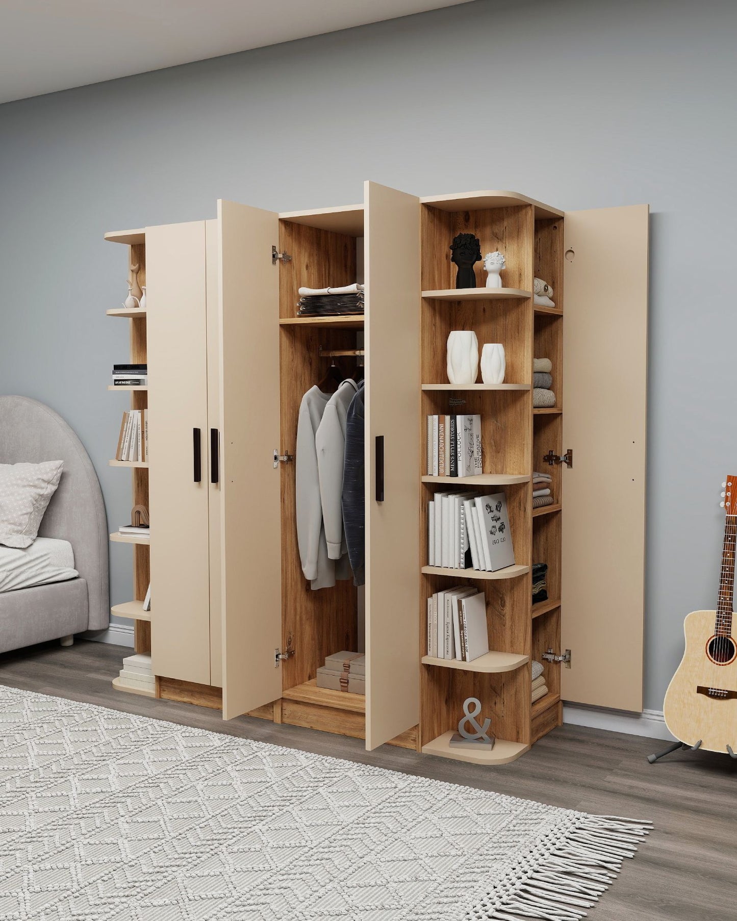 Ντουλάπα 180x181.8x50 εκ Atlantic Pine Beige 550ARN3163