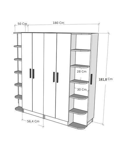 Ντουλάπα 180x181.8x50 εκ Λευκό 550ARN3164