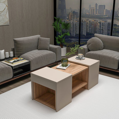Τραπεζάκι Σαλονιού Set Πεύκο Atlantic - Μπεζ 100 x 40 x 37 εκ GR550ARN3462