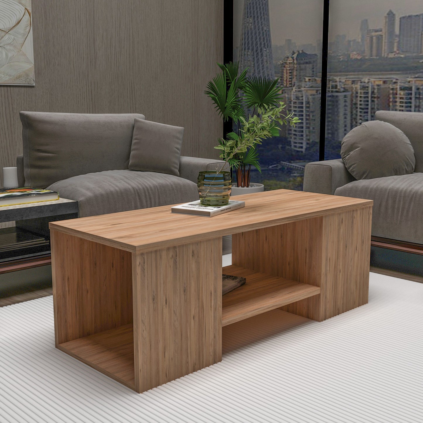 Τραπεζάκι Σαλονιού Set Πεύκο Atlantic - Μπεζ 100 x 40 x 37 εκ GR550ARN3462